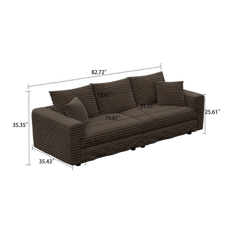 Modern Corduroy Fabric Upholstered Sofa Couch
