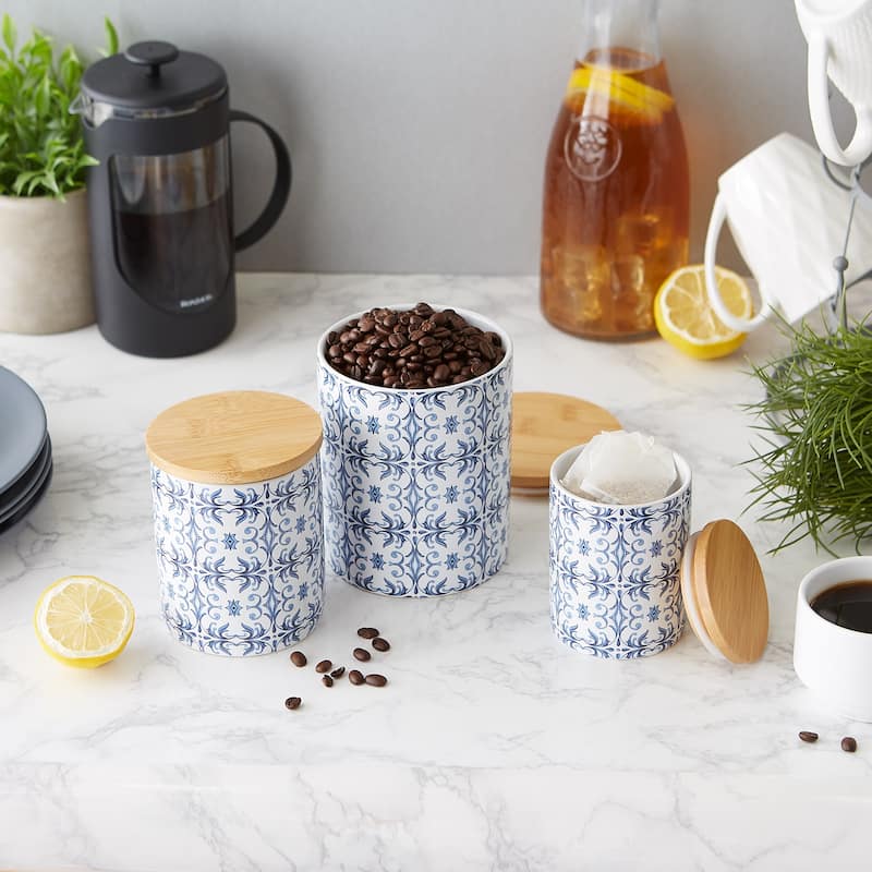 Portuguese Tile Ceramic Canister (Set of 3)