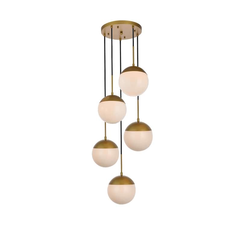 5-Light 18 inch Pendant with Frosted White Glass