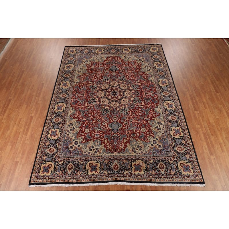 Traditional Kashan Turkish Rug Machine-Made Floral Carpet - 9'9" x 13'0"