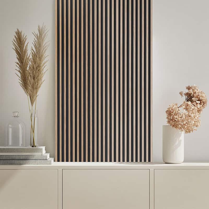 47" x 23" 3D Wood Slat Acoustic Wall Panels for Wall and Ceiling Decor, 4 Pcs - 47.24 inches D × 23.62 inches W × 0.82 inches H