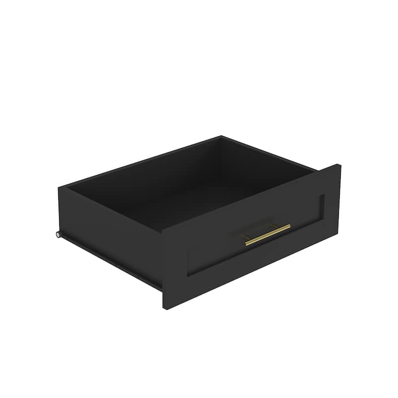 Black Wood Tall Bedroom Armoire Wardrobe Storage Closet Clothing Storage Cabinet with Hanging Rod and Drawers