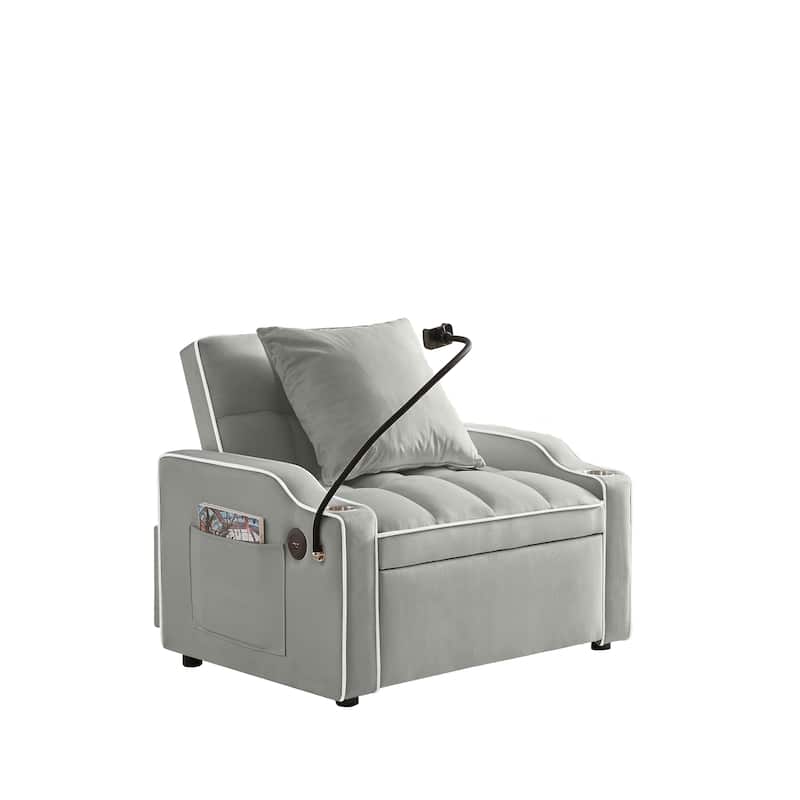 GDFStudio - Flora Modern 3-in-1 Convertible Sleeper Chair Sofa Bed, Adjustable Pull-Out Sofa with Storage
