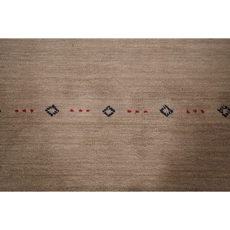 Light Brown Tribal Gabbeh Indian Accent Rug Handmade Wool Carpet - 4'0"x 5'10"
