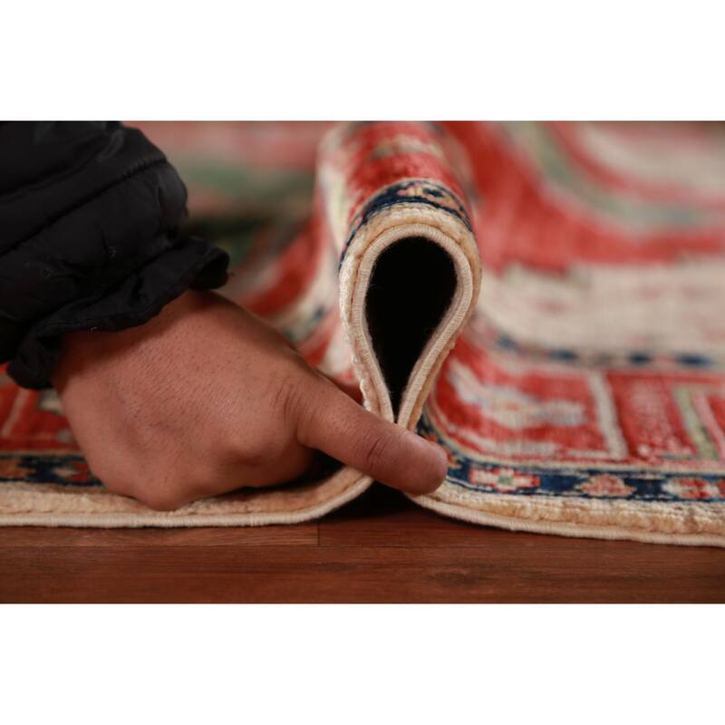 Vegetable Dye Heriz Serapi Oriental Rug Hand-Knotted Wool Carpet - 4'1"x 6'8"