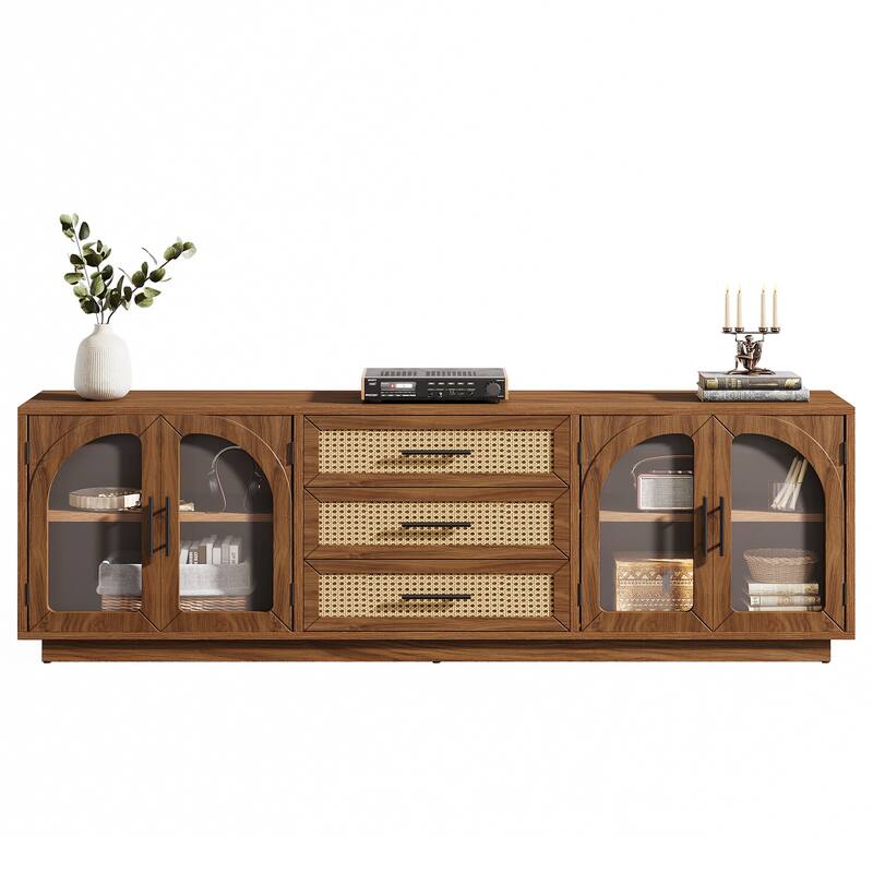 70.9" Mid-century Modern TV Stand for Up to 80" TVs, Entertainment Center for Living Room - 13.78" D x 70.87" W x 21.65" H