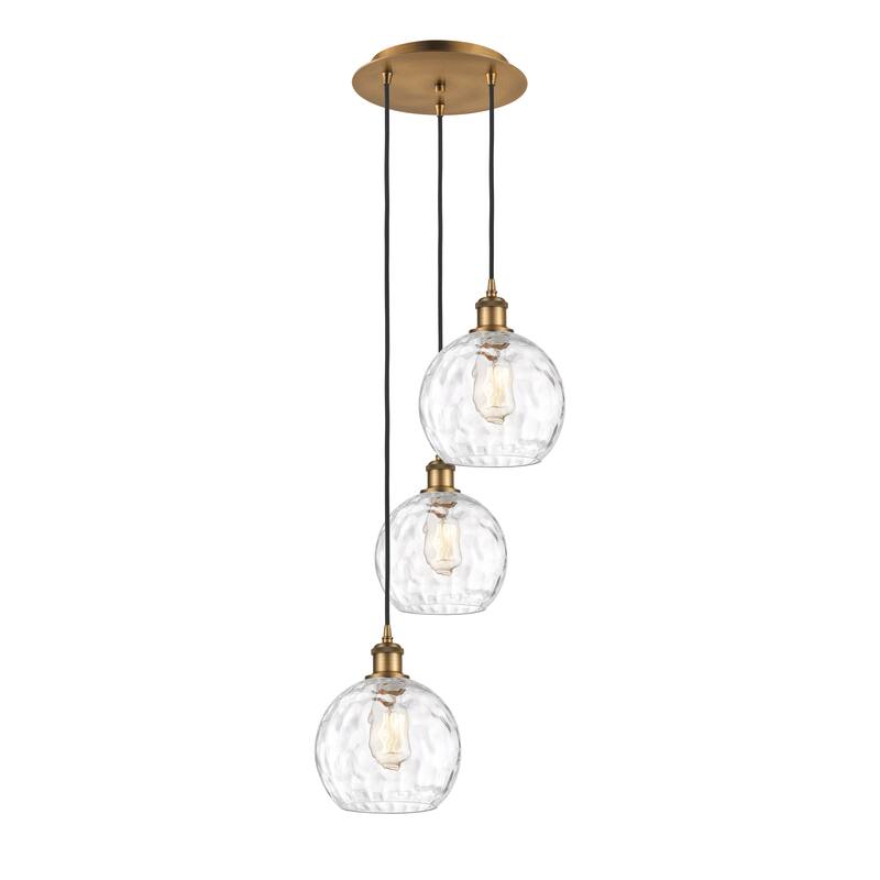 Innovations Lighting Athens Water Glass 3 Light 15" Multi-Pendant - Brushed Brass