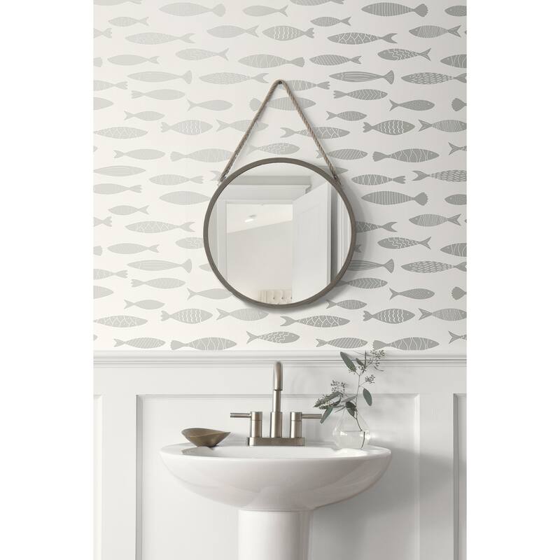 Seabrook Designs Bay Fish Unpasted Wallpaper