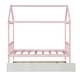 preview thumbnail 11 of 10, Pink Twin Size Solid Wood House Bed Frame with Trundle
