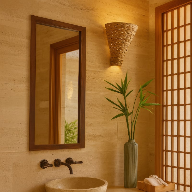 Varaluz Hilton Head 1-Light Wall Sconce - French Gold/Natural Seagrass