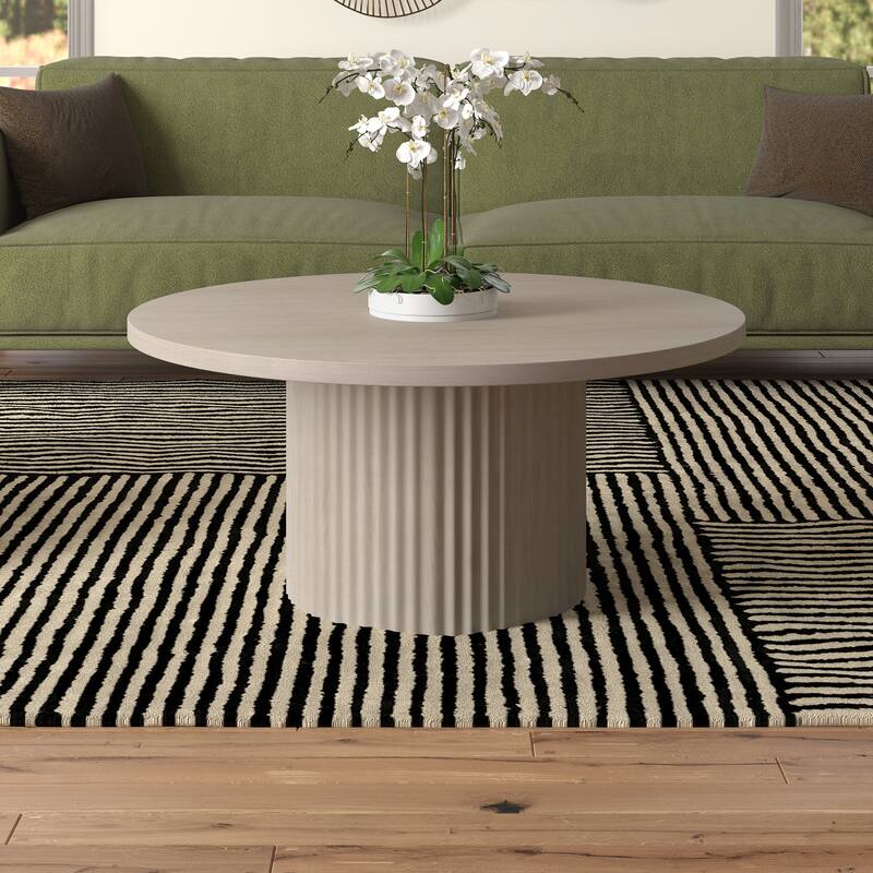 Rollan 32" Wide Round Fluted Coffee Table - 32" Wide