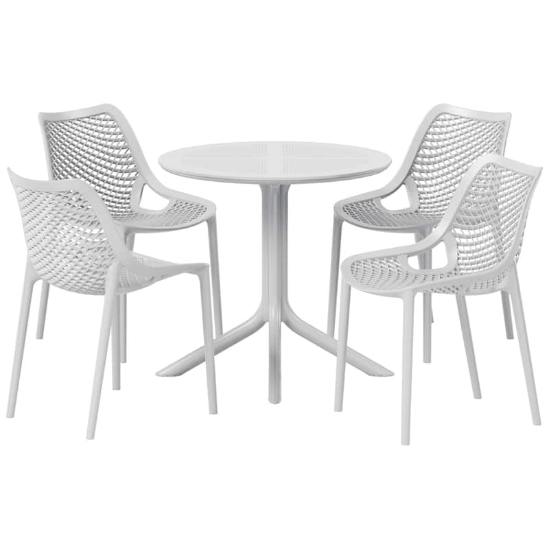 Frond and Form 4-Person Outdoor Round Dining Set - Gray