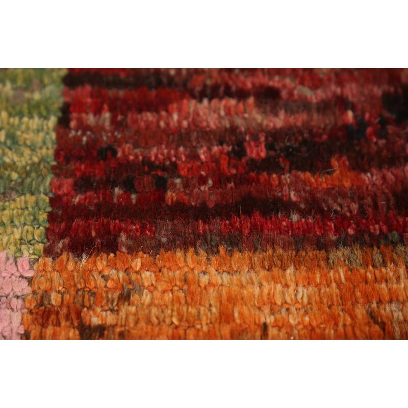 Checkered Moroccan Area Rug Hand-Knotted Wool Carpet - 6'8" x 9'11"