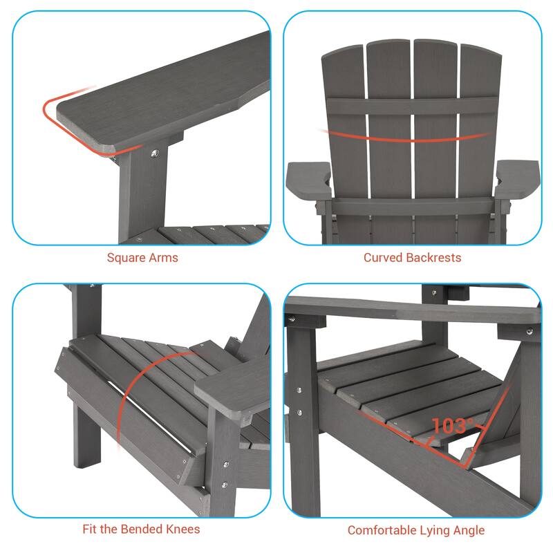 BONOSUKI Patio Adirondack Chair with Cupholder,Weather Resin-Set of 2