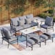 MAISON ARTS 6/7-Piece Patio Conversation Sets, Sofa Set with 2/4 x Single Chairs, 1 x 3-seater Sofa and Coffee Table/Ottomans - Set 1 - Grey