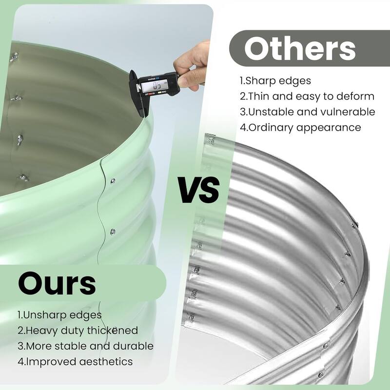 2-Pack 8x2x1FT Galvanized Steel Raised Garden Bed for Outdoors Open-Bottom Planter Box with Durable Metal Frame Green