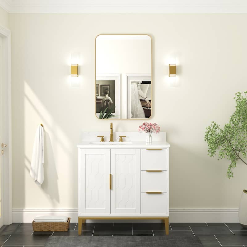 Modern Bathroom Rectangular Wall Mounted Anodized Aluminum Framed Vanity Mirror