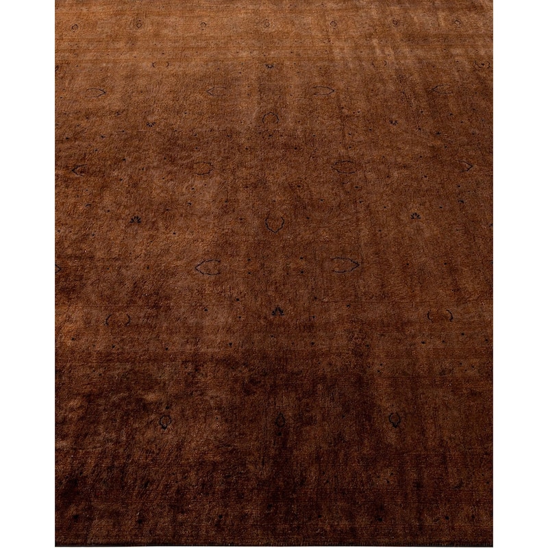 Overton Hand Knotted Wool Vintage Inspired Modern Contemporary Overdyed Brown Area Rug - 6' 0" x 9' 3"