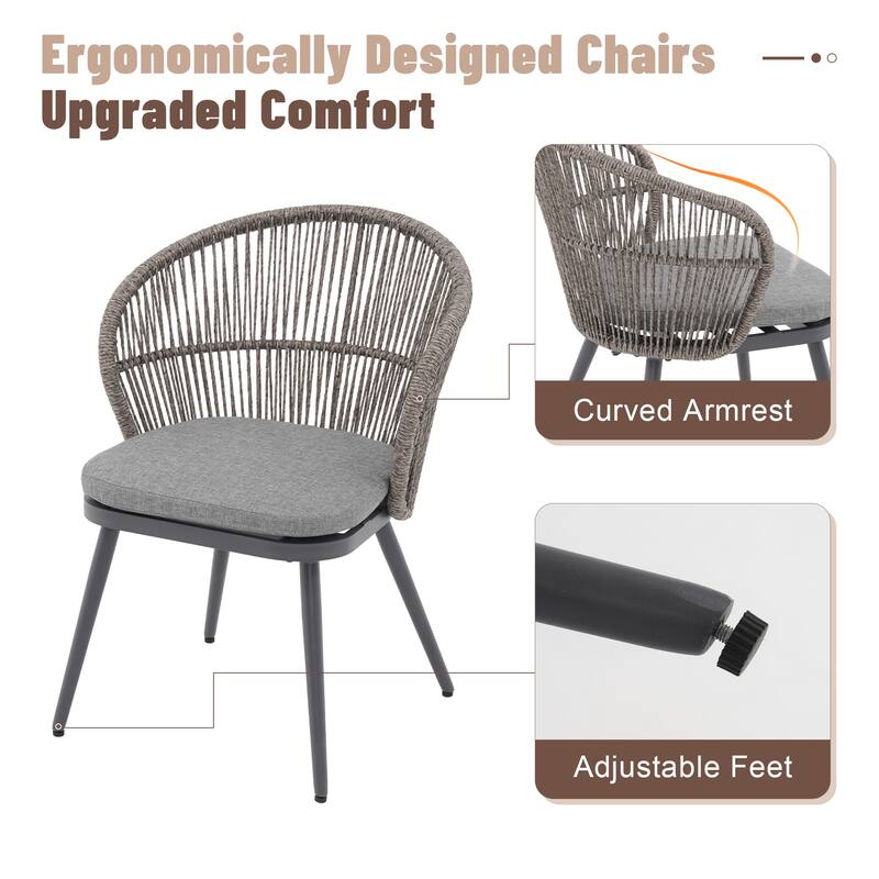 Outdoor 7-Piece Dining Chair with Shell-Shaped backrest and Table Set