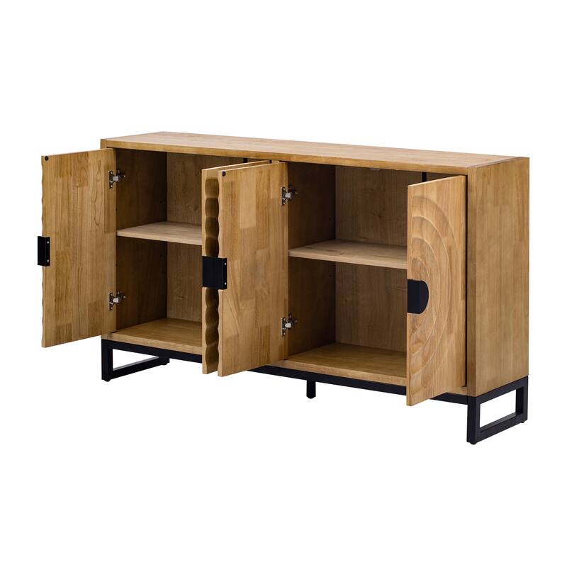 Accent Buffet Cabinet Rubber Wood Veneer Storage Cabinet