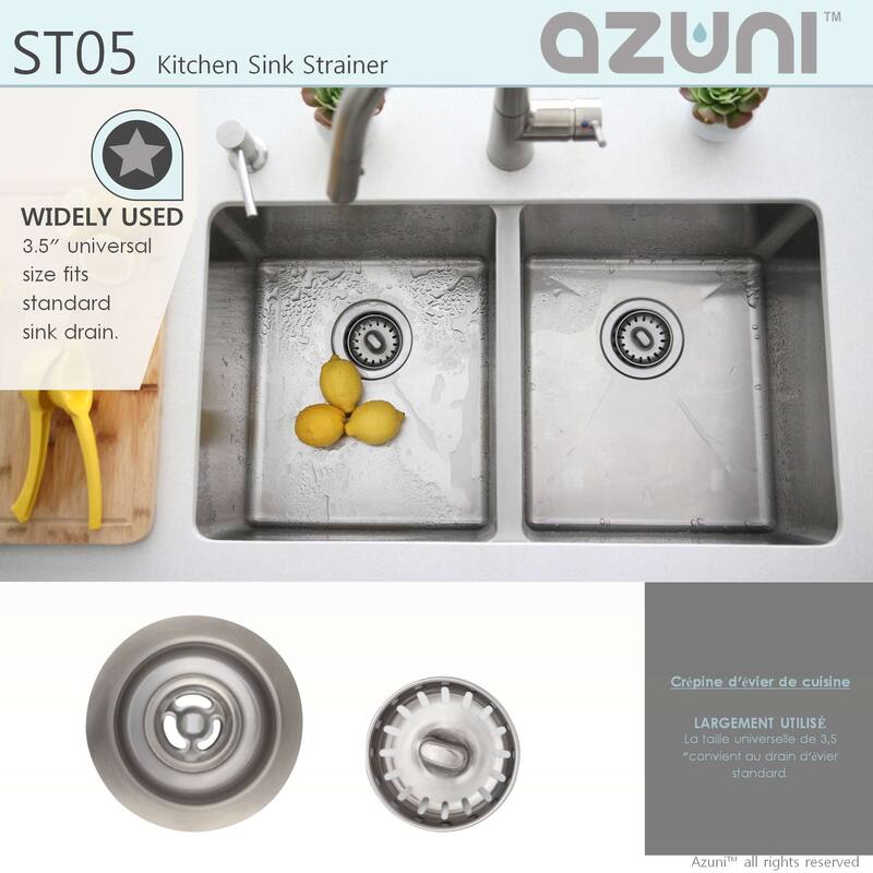 AZUNI 3.5 Inch Stainless Steel Kitchen Sink Strainer with Removable Waste Basket - Fits Standard 3.5" drain Opening.