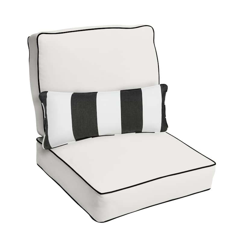 Sorra Home Oakley Sunbrella Solid Indoor/ Outdoor Corded Chair Cushion Set and Lumbar Pillow