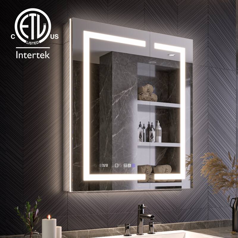 Modland 24"-42W x 36"H LED Medicine Cabinet Mirror with USB Charging,10x Magnifying Mirror