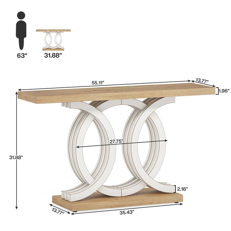 55 inches Console Table Farmhouse Sofa Table, Wooden Entryway Table
