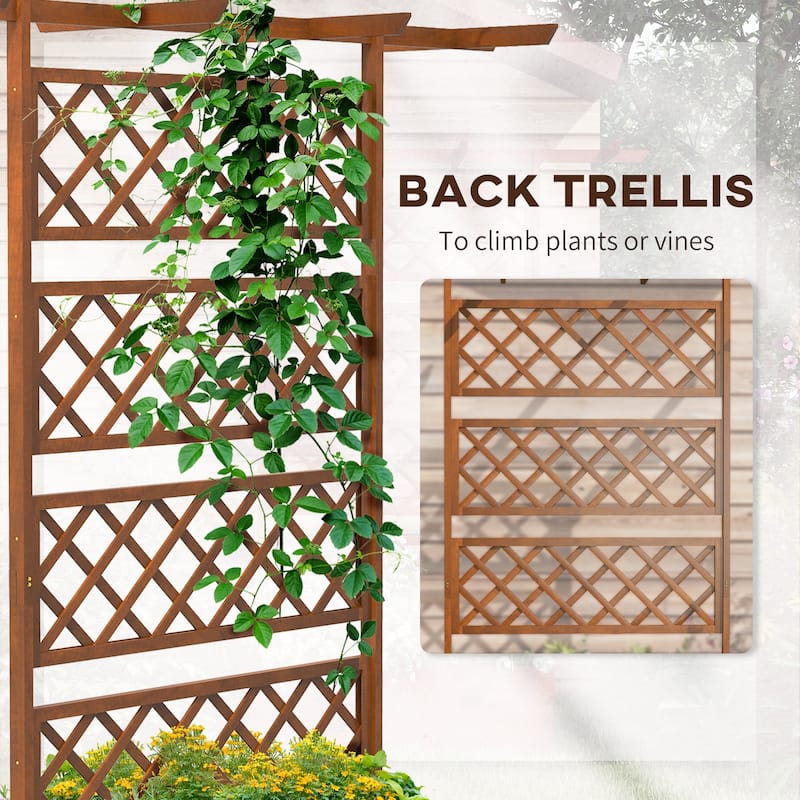 Countryside Style Garden Bed with Trellis Privacy Screen, for Climbing Plants Vines Vegetables, Flowers - 8' x 10'