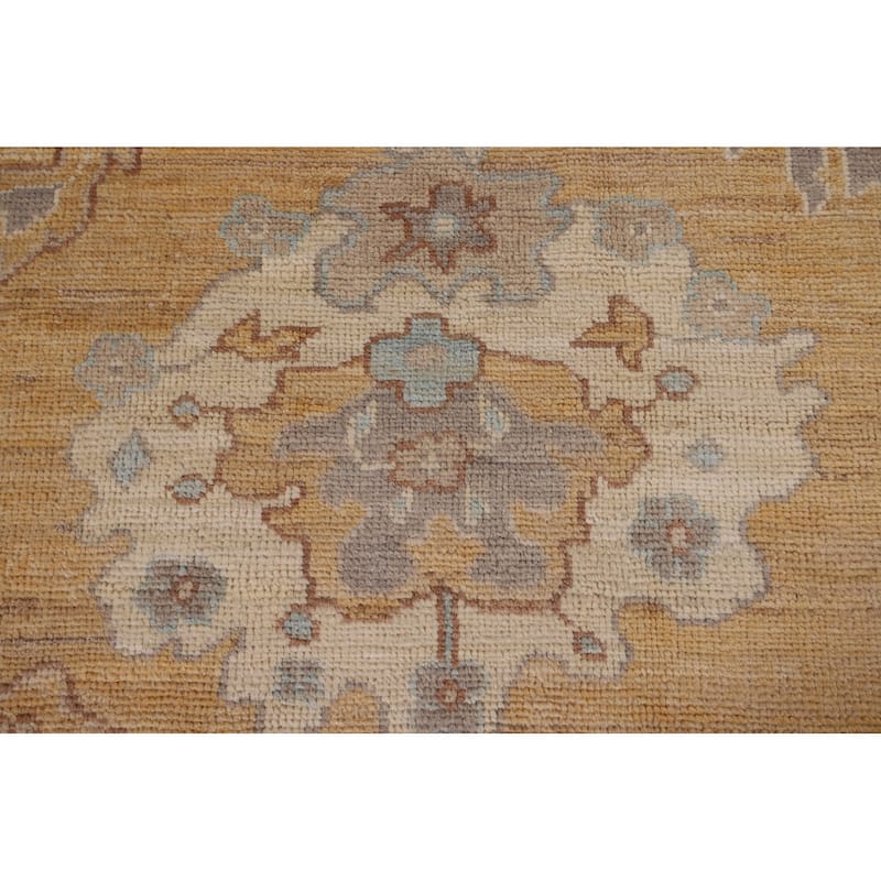Vegetable Dye Oushak Turkish Area Rug Handmade Floral Wool Carpet - 8'1" x 10'0"
