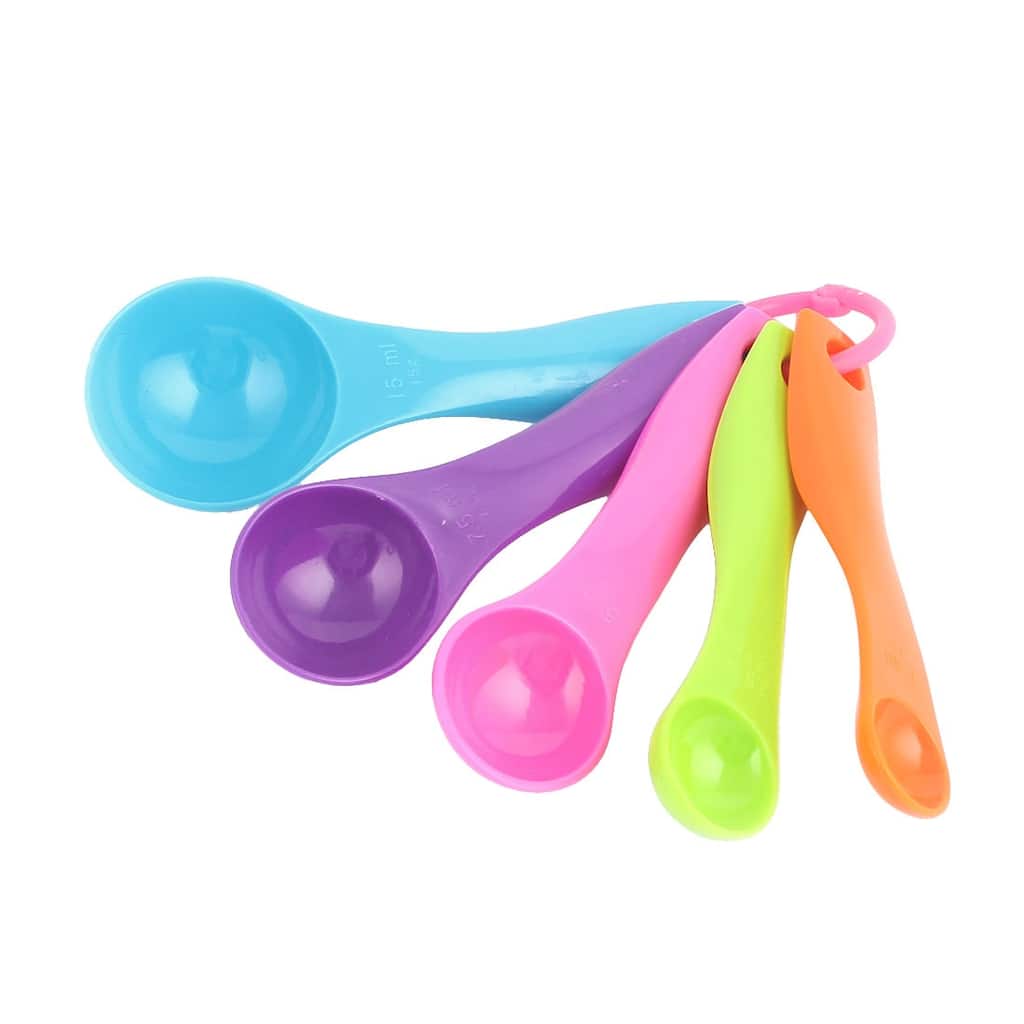 Plastic Round Shape Measure Spoons 1ml-15ml Capacity 5 Pcs Multicolor - 5 Pcs