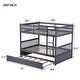 preview thumbnail 4 of 16, Bunk Bed with Trundle, Ladder and Guardrails, Convertible to 2 Full Size Beds