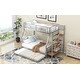 preview thumbnail 7 of 8, Twin Over Full Metal Bunk Bed with Trundle & Storage Staircase, Silver