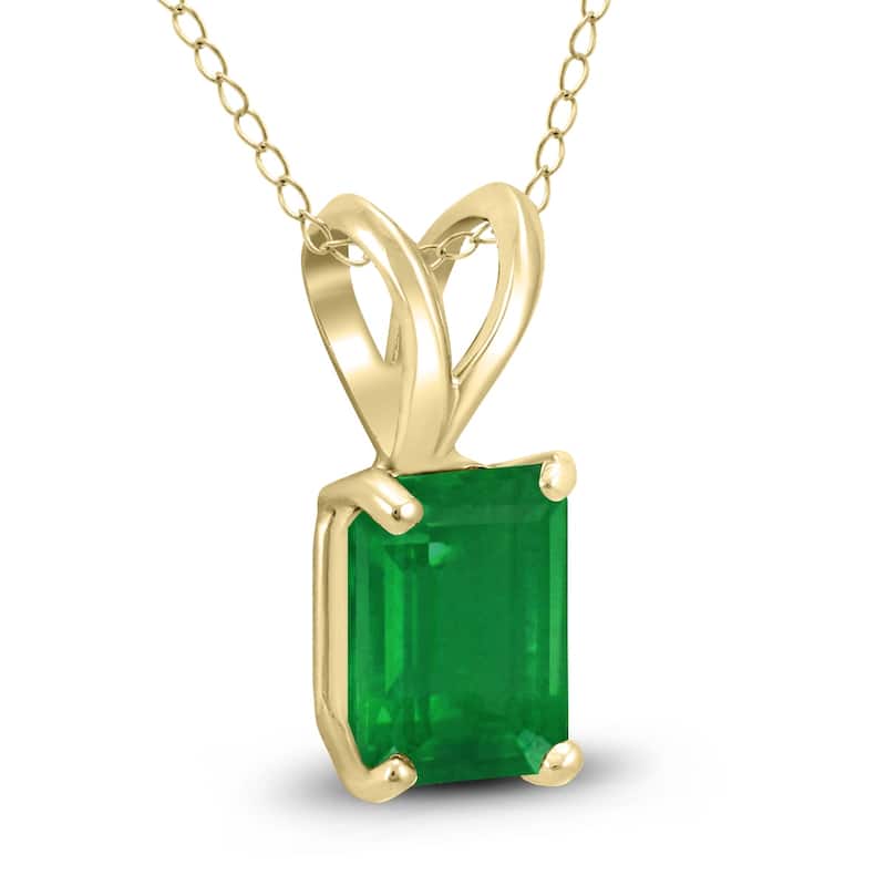 Marquee 14K Yellow Gold 6x4MM Emerald Shaped Emerald Pendant