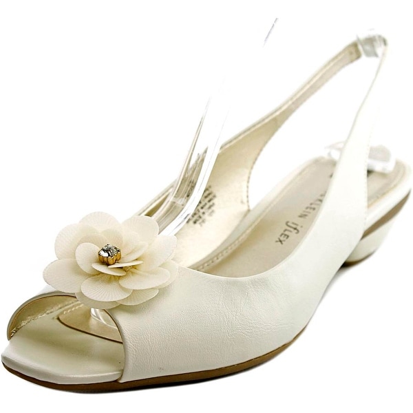 Anne Klein Lesta Women Open-Toe Synthetic White Slingback Sandal