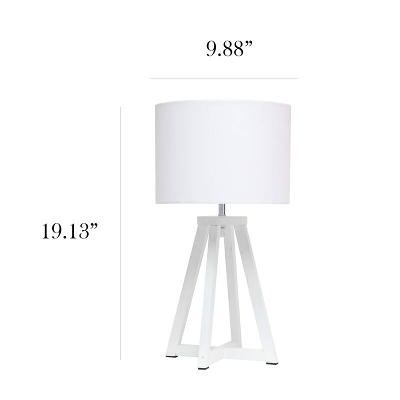 19 in. White Finish Table Lamp with White Shade, Sturdy Table Lamp for Living Rooms and Bedrooms
