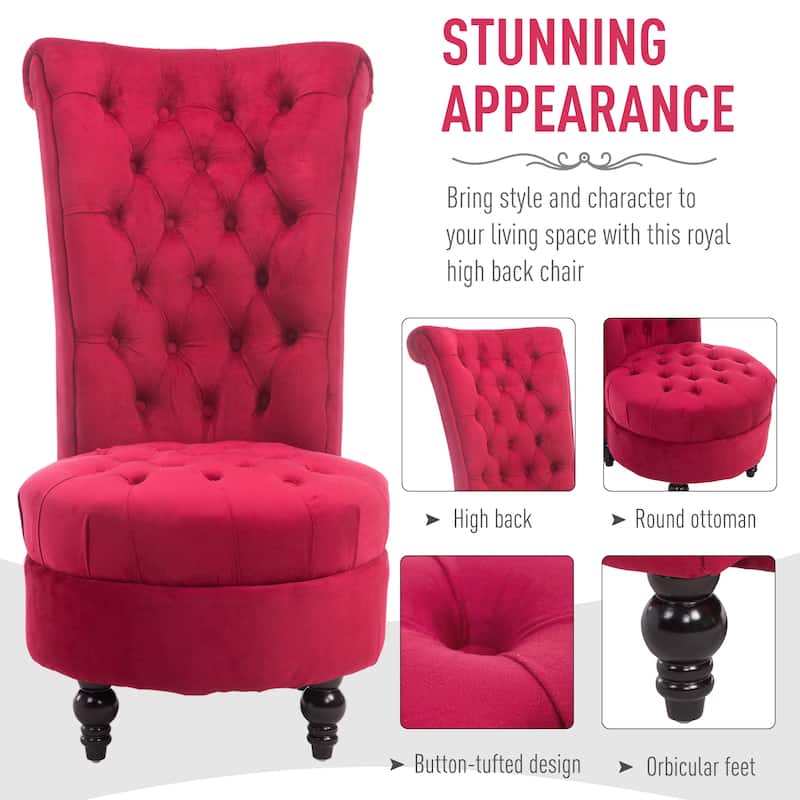 Silver Orchid Hayworth 45" Tufted High Back Red Velvet Accent Chair