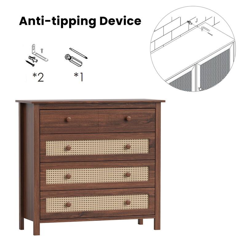 Sideboard Buffet Cabinet with 4 Drawers,Modern Wooden Console Cabinet for Kitchen,Living Room, Hallway