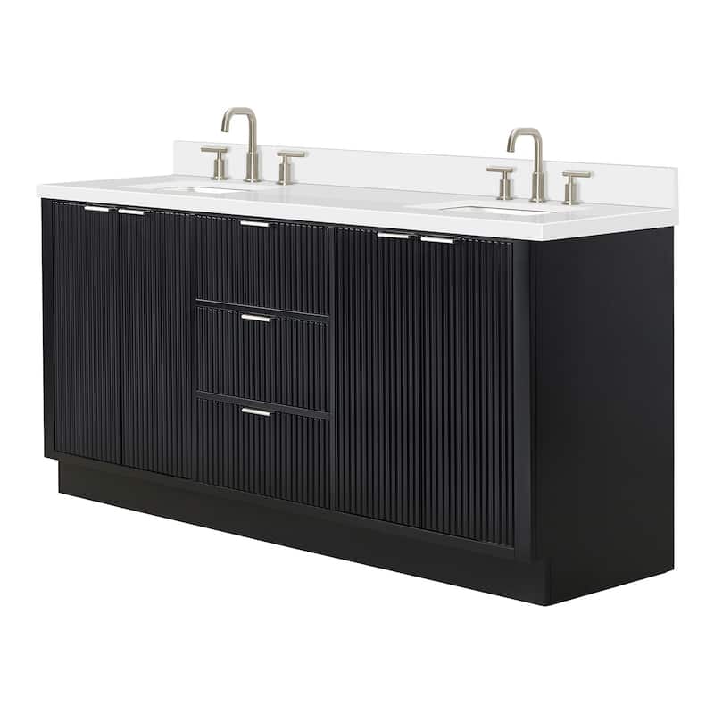 Ariel P73DWQRVO Milan 73" Free Standing Double Basin Vanity Set with