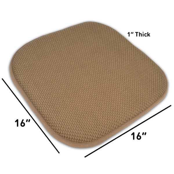 dimension image slide 9 of 18, 16-in. Square Non-slip Memory Foam Seat Cushions (2 OR 4) - 16 X 16