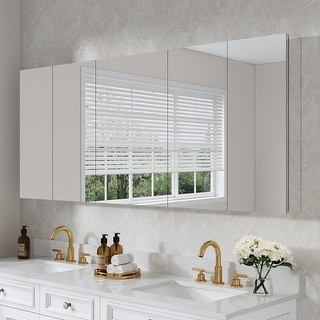 Bath 30'H Recessed or Surface Wall Mount Medicine Cabinet With Adjustable Glass Shelves