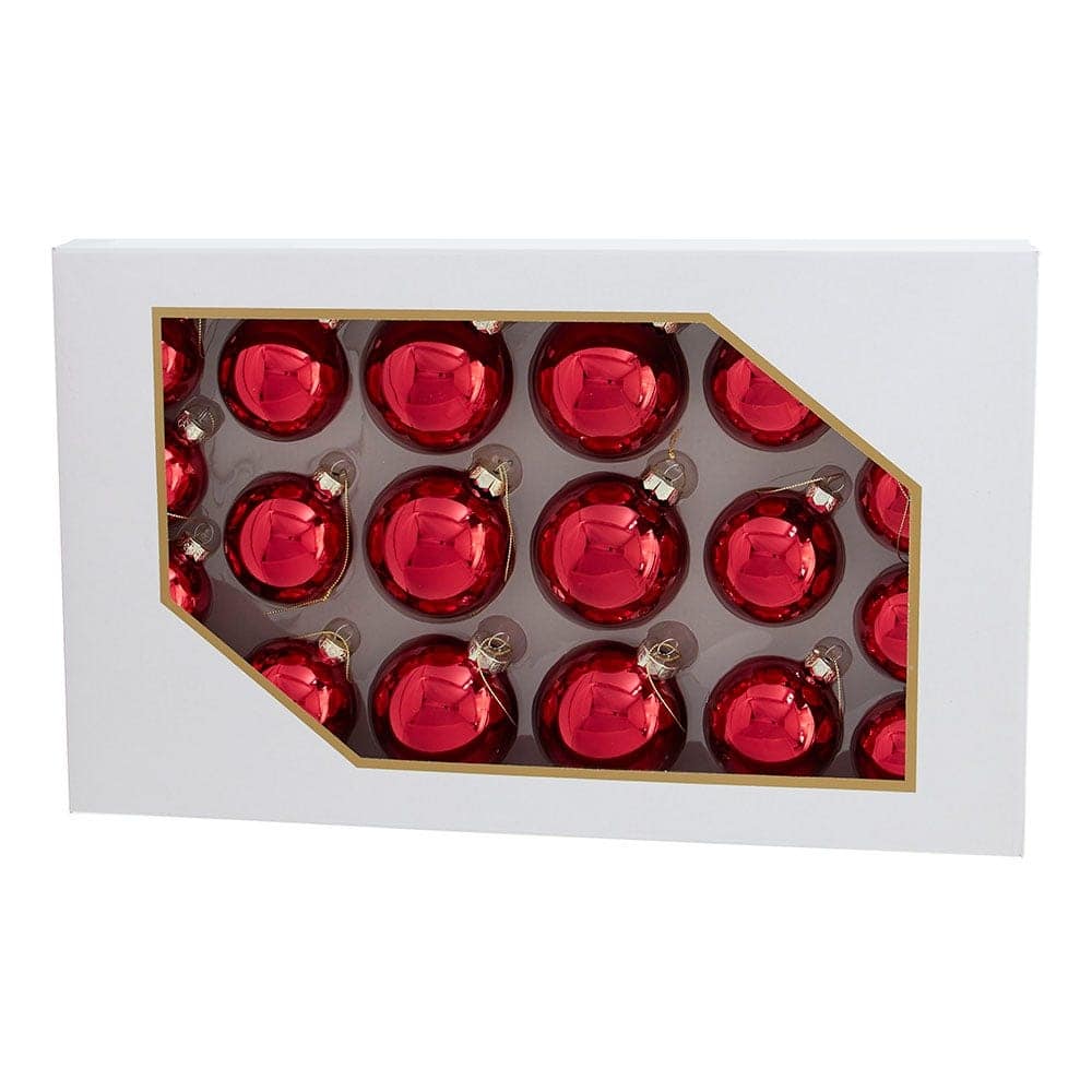 Kurt Adler 60-80MM Shiny Red Glass Ball Ornaments, 20-Piece Set