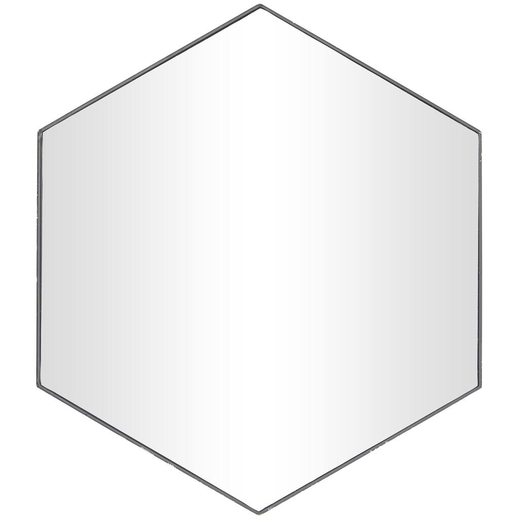 Wooden Hexagon Room Wall Mirror with Thin Minimalistic Frame - Black or Gold - CosmoLiving by Cosmopolitan