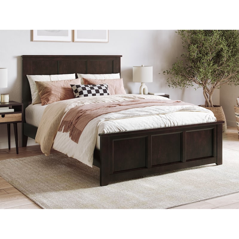 Charlotte Solid Wood Low Profile Platform Bed with Matching Footboard - Espresso - Full