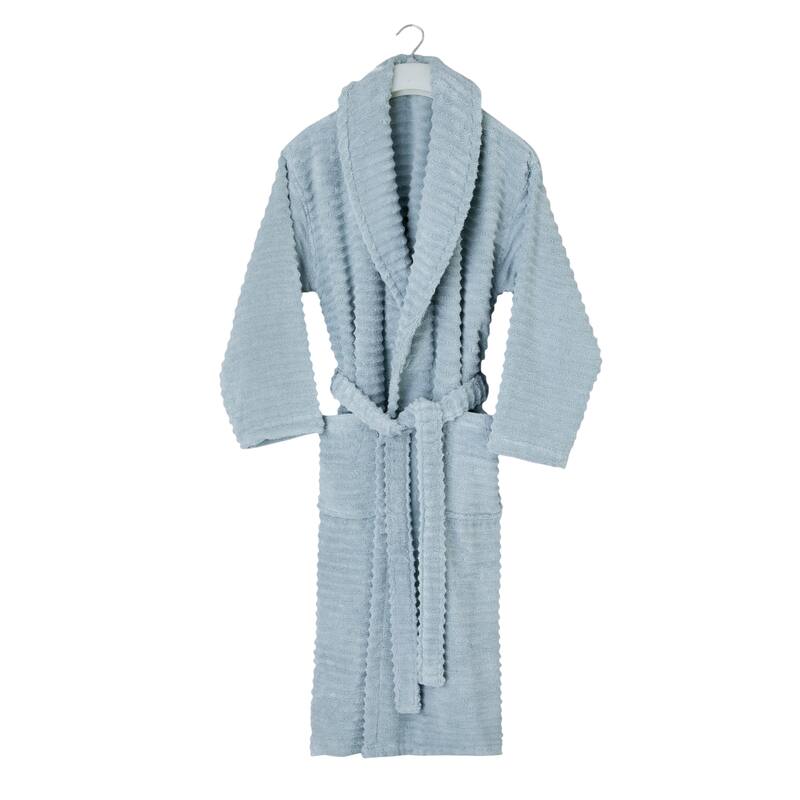 Ribbed Zero Twist Turkish Cotton Unisex Bathrobe