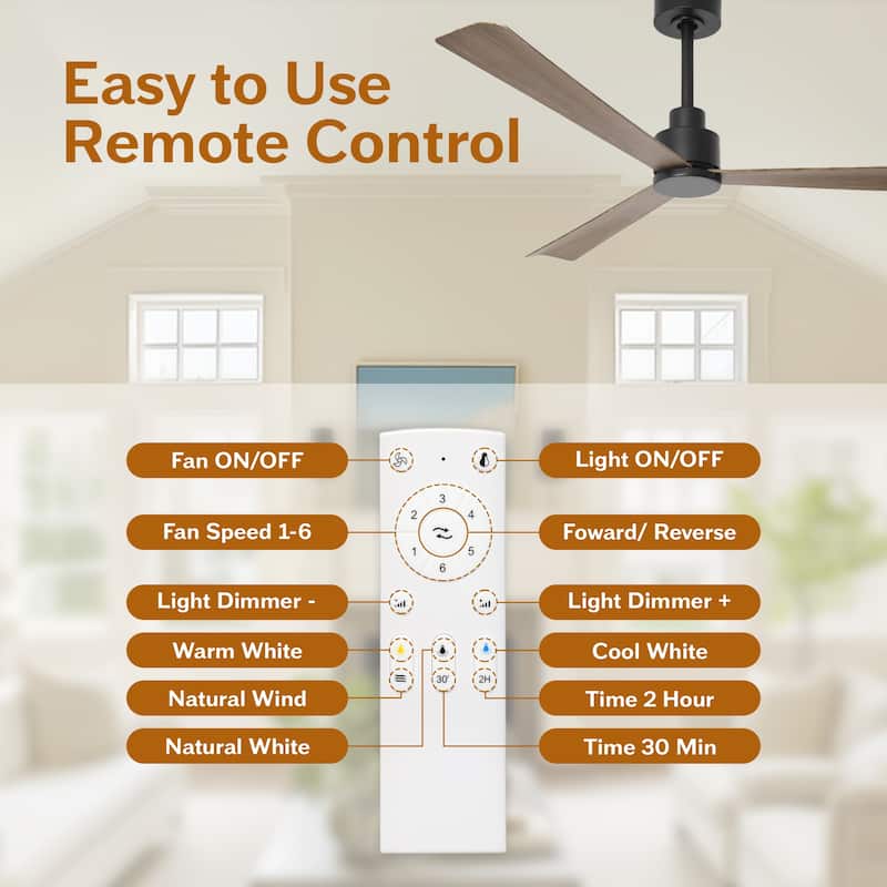 52" Matte Black Industrial Reversible DC Motor Ceiling Fan - 52" L x 52" W x 11.6" H