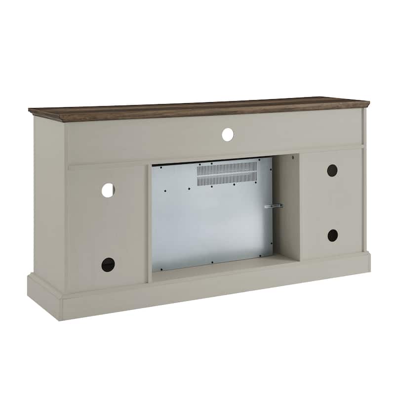 60 Inch Electric Fireplace Entertainment Center With Door Sensor-Jasmine white color