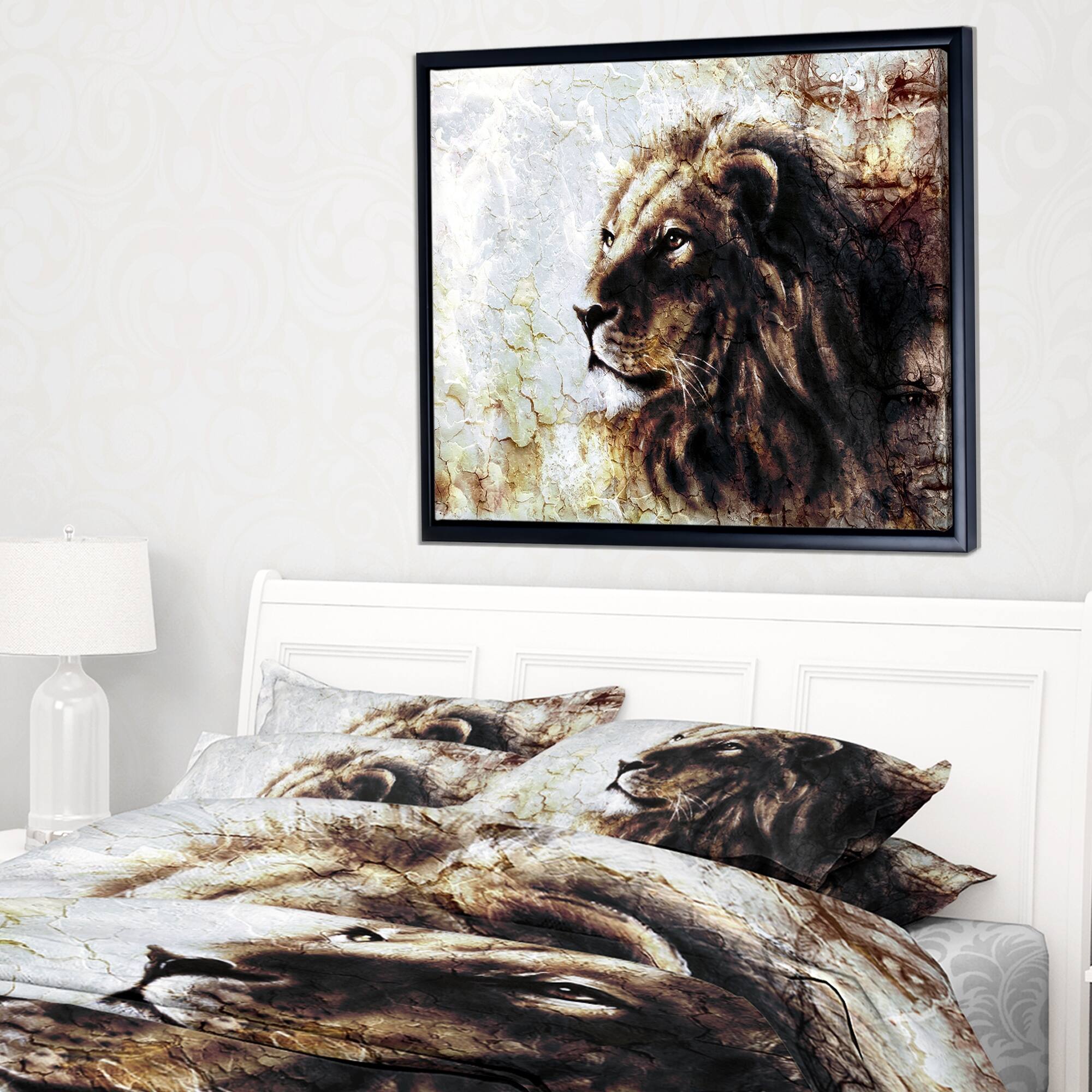 Designart "Mystic Face" Animal Framed Canvas Art Bed Bath & Beyond