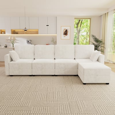 L-Shaped 4-Seater Sectional Sofa with Storage Ottoman