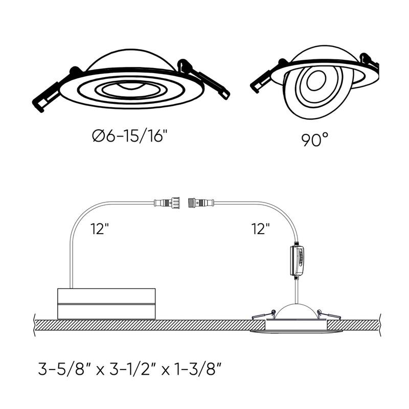 DALS Lighting 6 Inch Flat Recessed LED Gimbal Light - 6 Inch